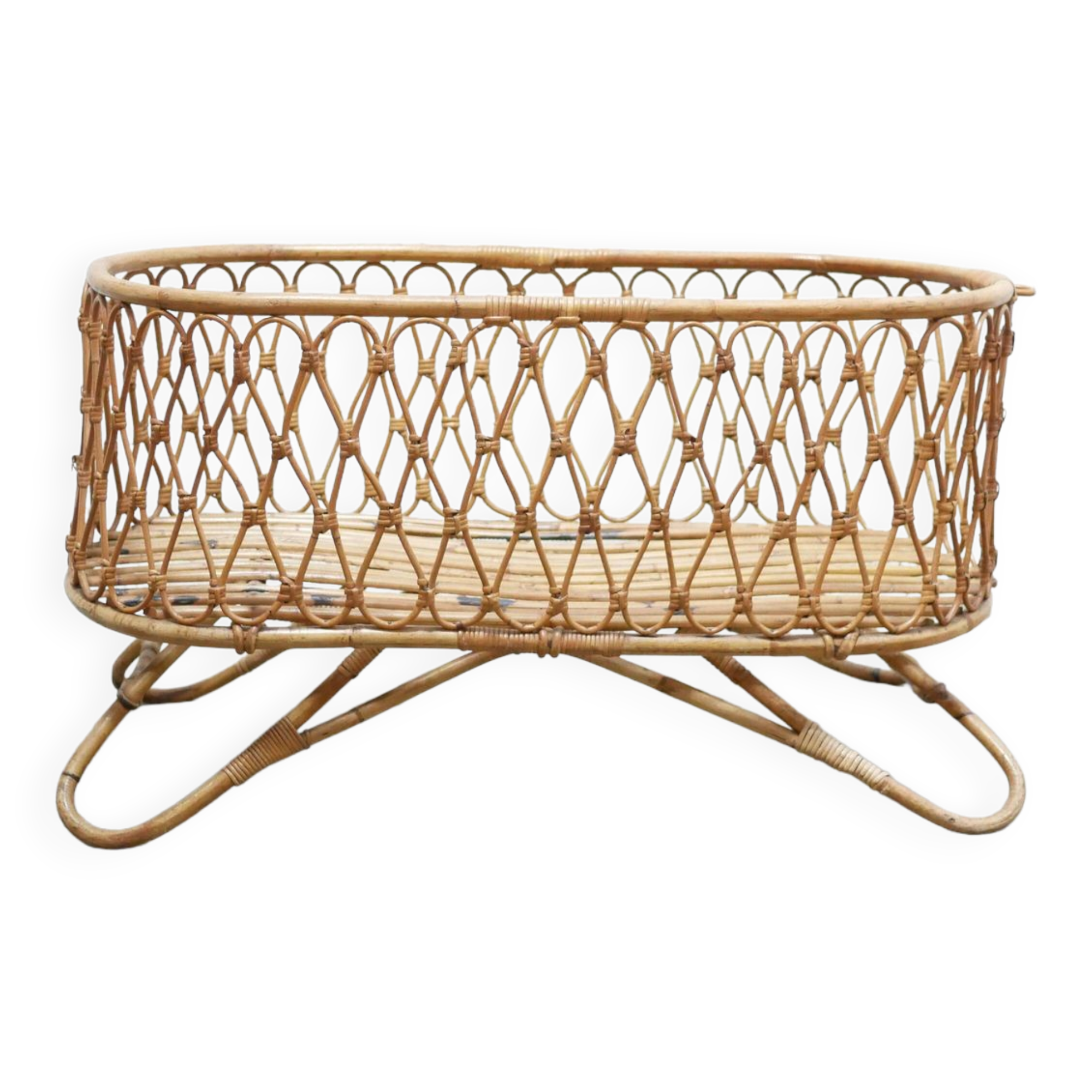 Vintage rattan cradle