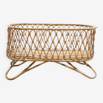 Vintage rattan cradle