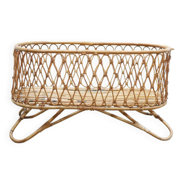 Vintage rattan cradle