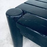 Brutalist black stained oak coffee table, Netherlands, 1960s