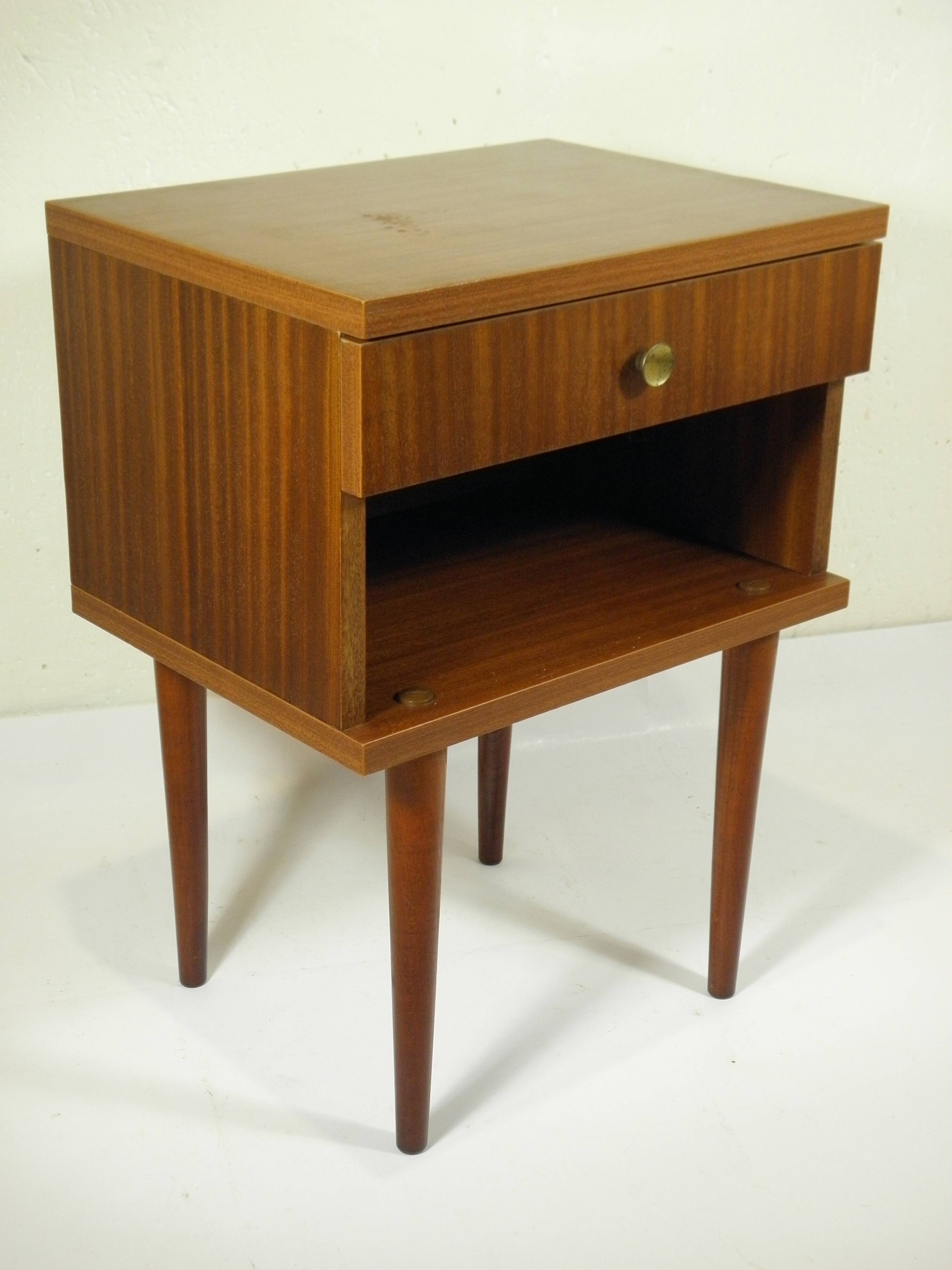 1960s bedside table with tapered legs