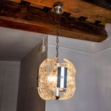 JT Kalmar chandelier, frosted murano glass, space age, Austria 1970