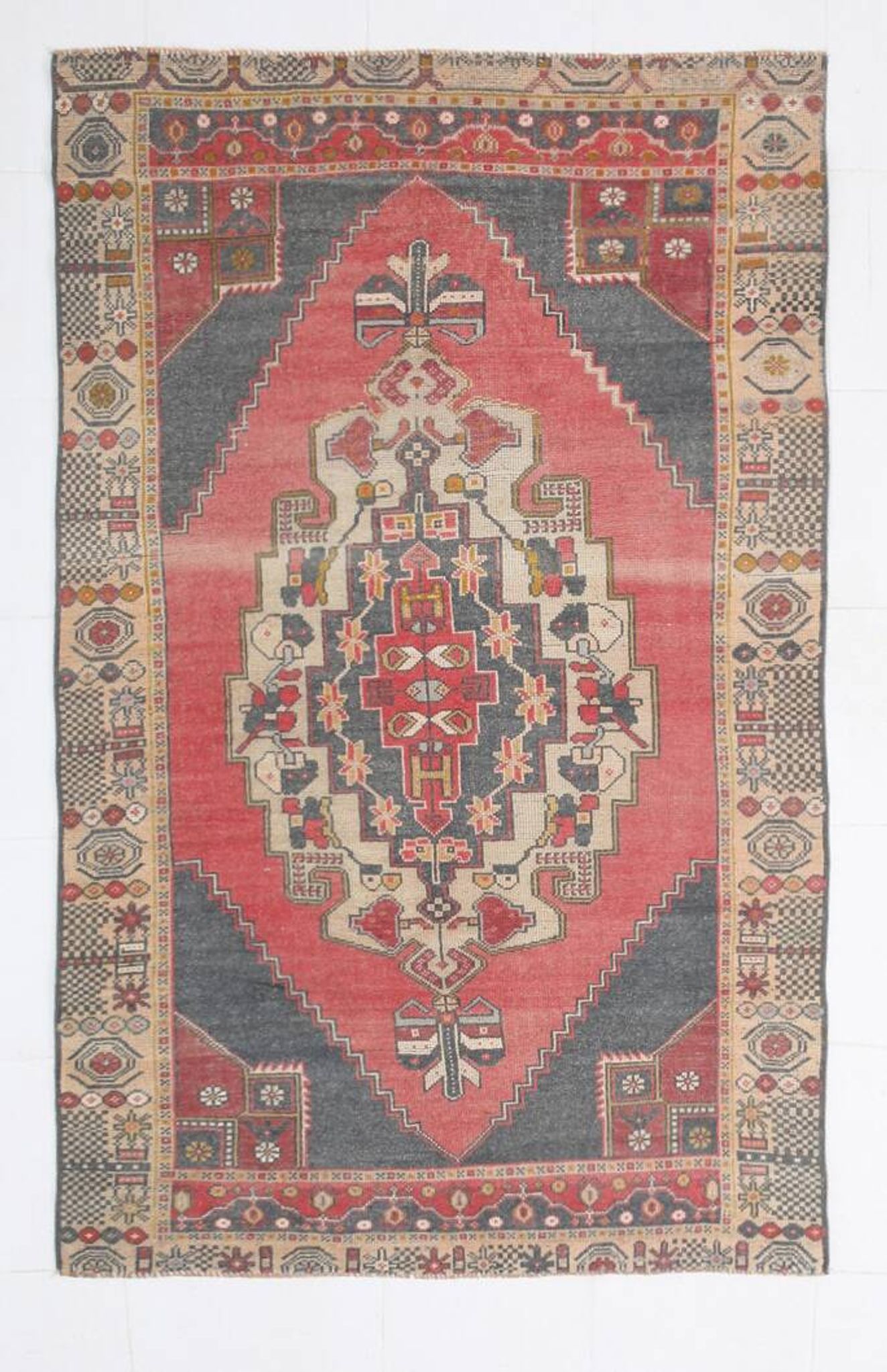 4x7 Navy Blue & Red Vintage Persian Rug, 136x224Cm