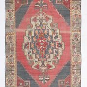 4x7 Navy Blue & Red Vintage Persian Rug, 136x224Cm