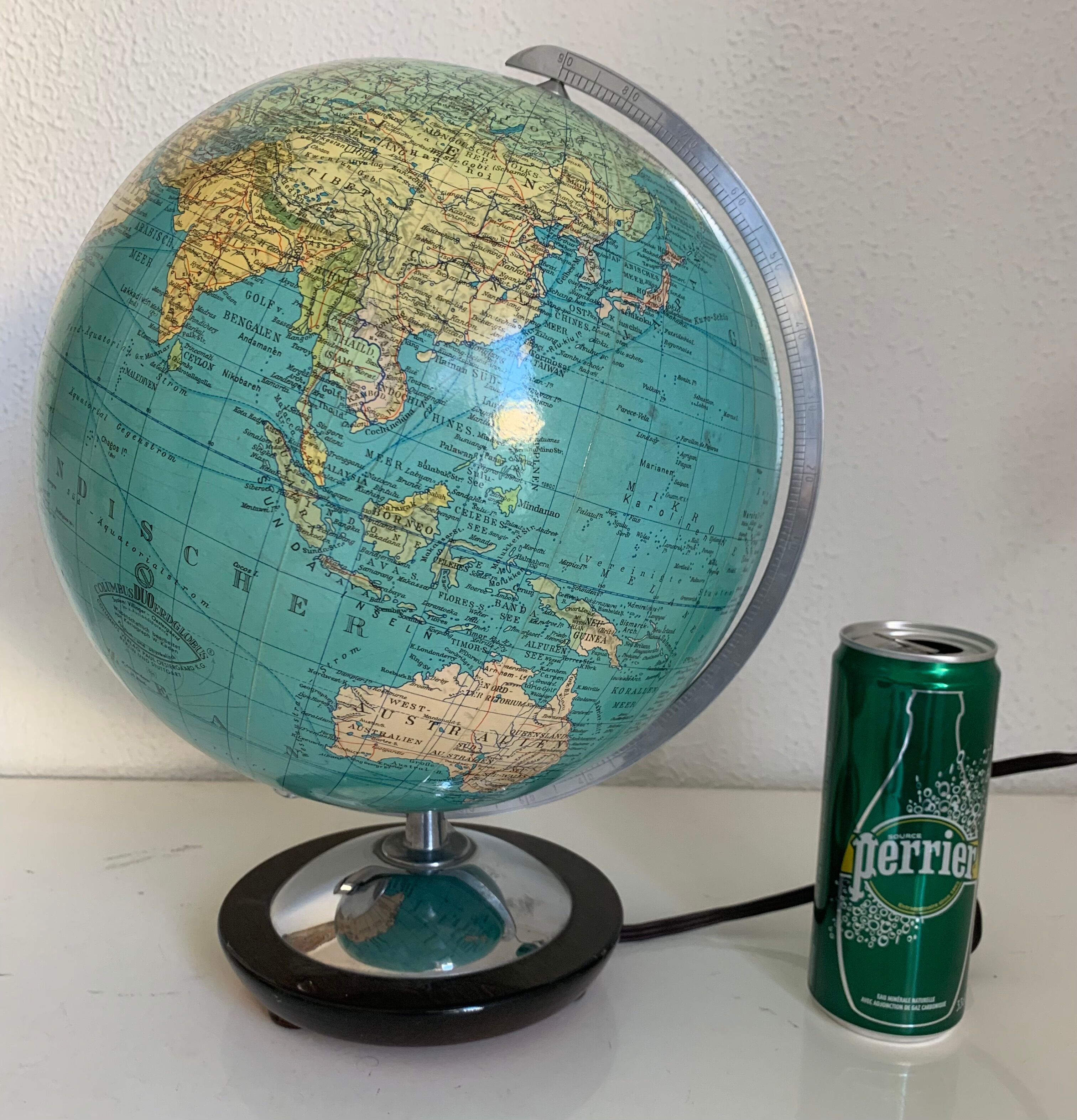 Vintage globe 1960 German glass Columbus duo - 34 cm