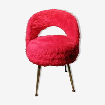 Fauteuil moumoute rouge esprit pelfran