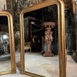 Pair of Louis Philippe period mirrors in gilded wood 1.30m x 89cm