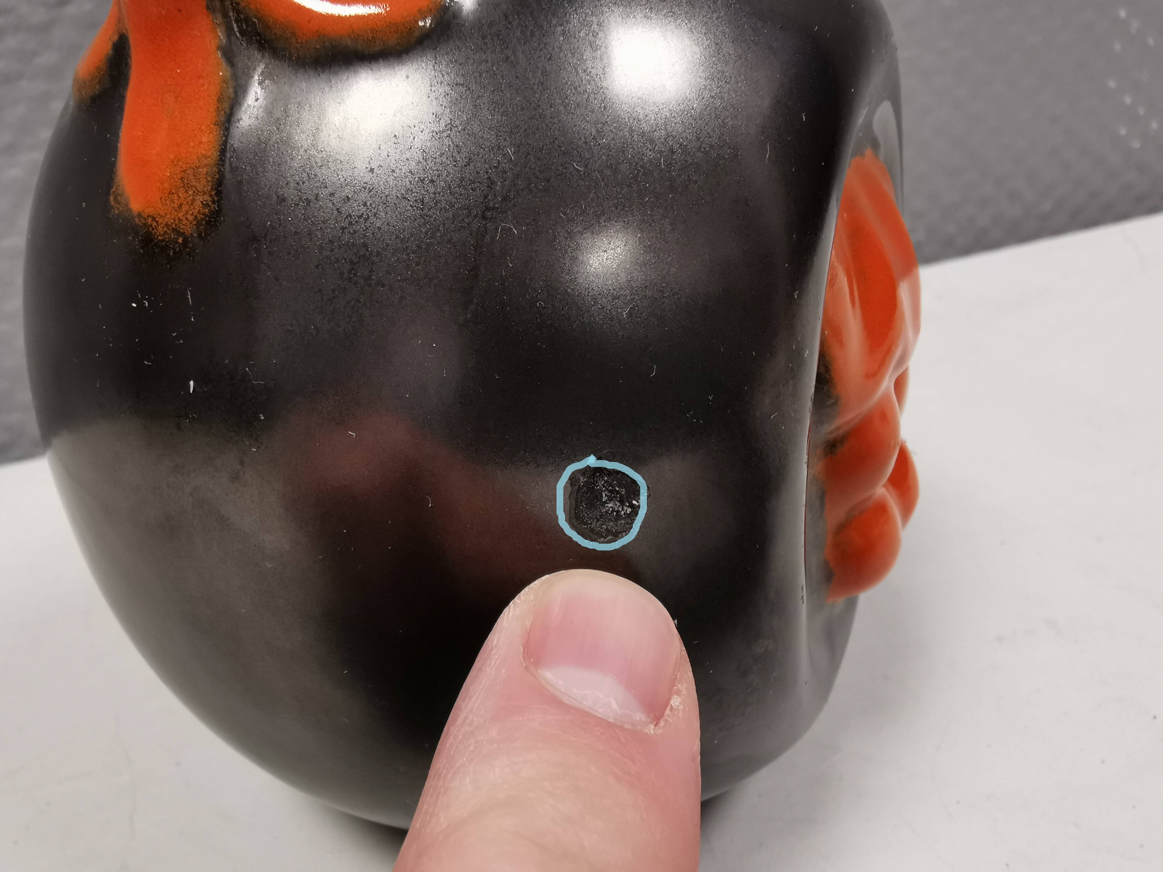 Vase in metallic glaze with orange details, Upsala Ekeby Sweden