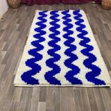 Gorgeous beniourain carpet, moroccan handmade rug, blue rug, living room ru