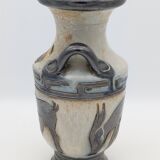 Roger Guérin (Bouffioulx) - Art Deco Vase Salt Glaze - Antelope Decor - 1930