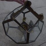 Old lantern in brass and glass with 8 facets or 24 stained glass windows