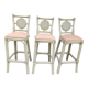 3 white stools vintage bar bamboo wicker rattan