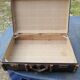 Antique suitcase in leather wood and vintage metal