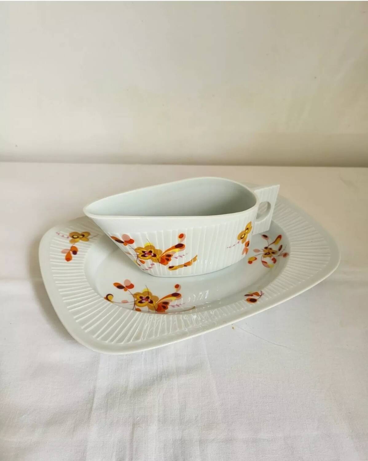 Haviland Limoges Gravy Boat and Porcelain Tray, Vintage