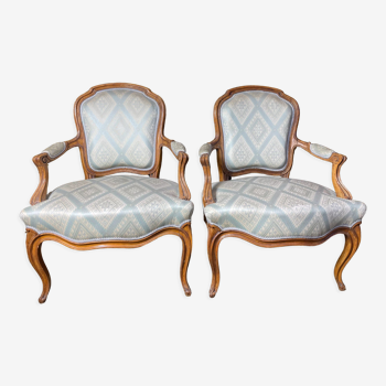 Pair of Louis XV style convertible armchairs