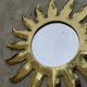 Vintage sun mirror in golden wood 60x60cm