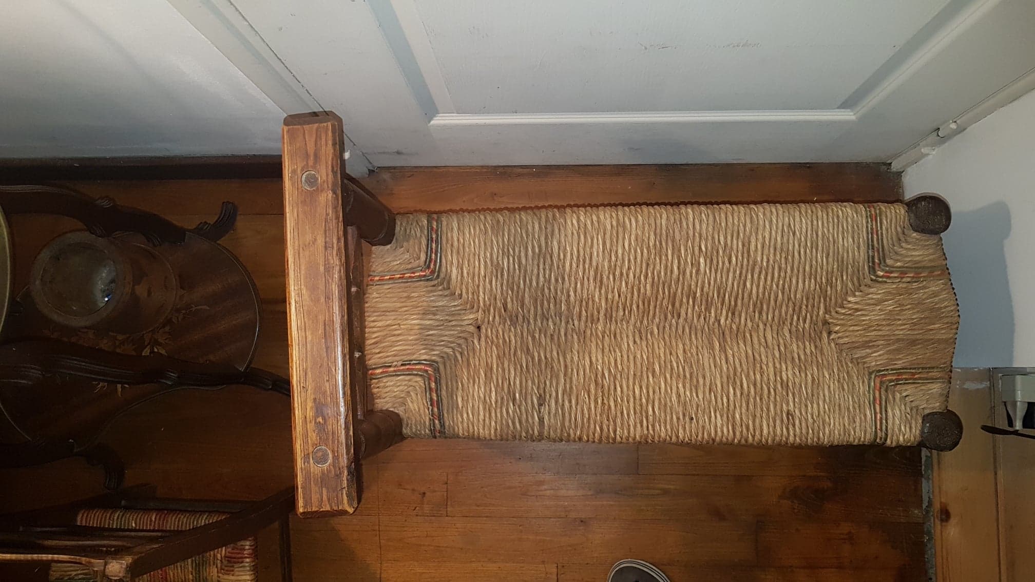 Inglenook or former fireplace bench off-white