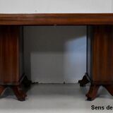 Rectangular table in solid mahogany and plated 1930/1940