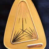 Set of 2 vintage trivets typical of the 1950s in enameled and gilded ceramic