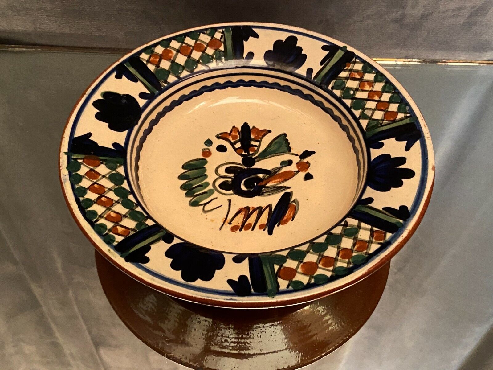 Hollow dish in Romanian glazed terracotta Bucharest Romania