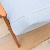 Vintage restored armchair, 1960s, light blue fabric