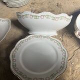 Large Limoges porcelain dinner service – floral decoration and gold trim