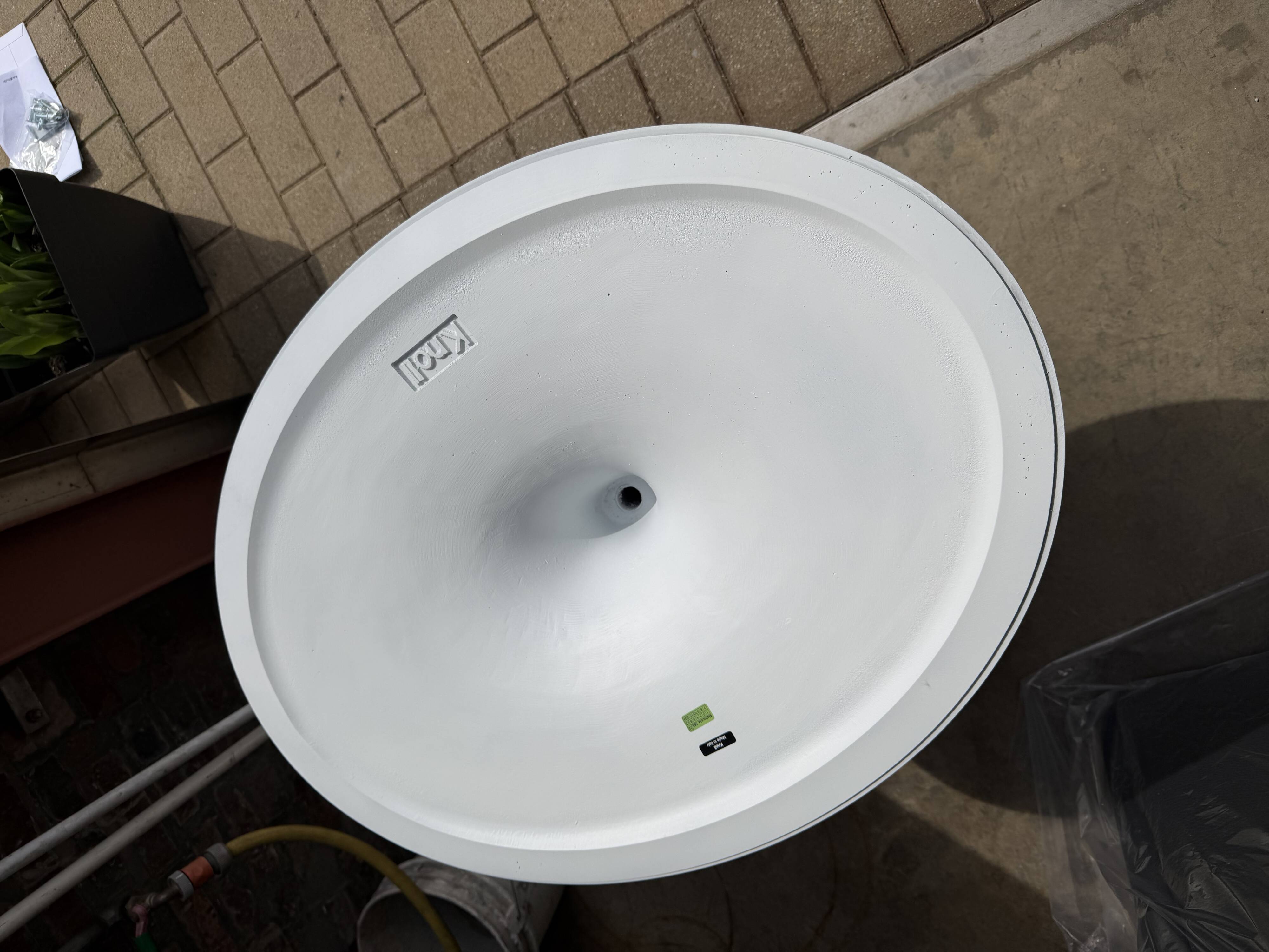 Original oval Tulip Knoll table 198cm white laminate, NEW in the box.