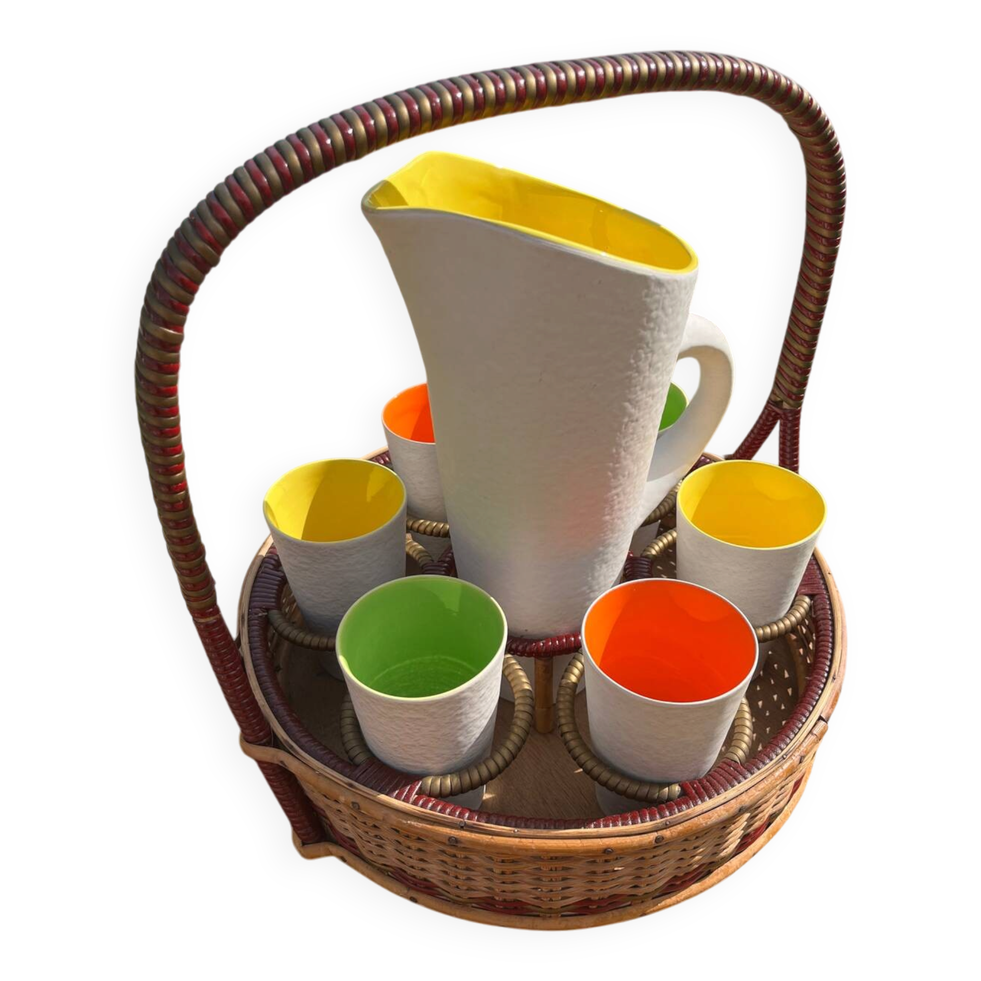 Jug and glasses for orangeade service