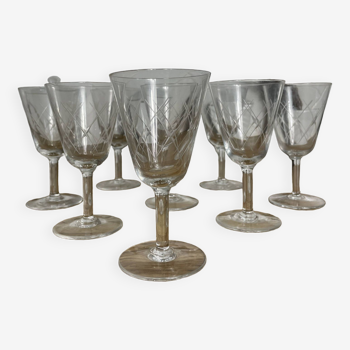 Set de verres à liqueurs vintage en cristal ciselé