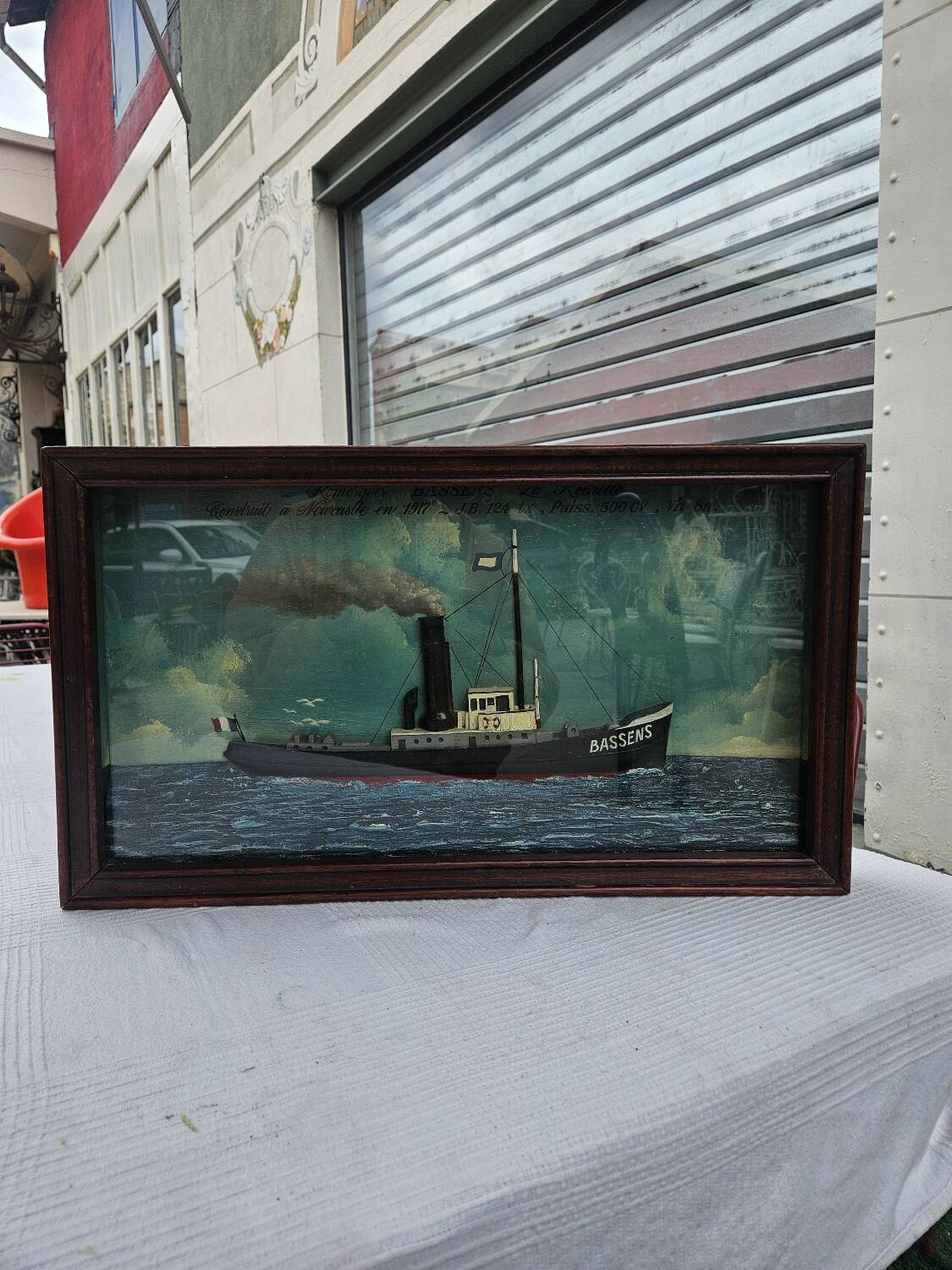 Old Diorama of the Bassens Tugboat in La Rochelle in 1917