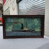 Old Diorama of the Bassens Tugboat in La Rochelle in 1917