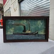 Old Diorama of the Bassens Tugboat in La Rochelle in 1917