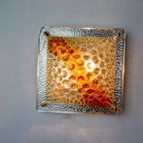 Murano Mazzega orange wall light, ice cube effect, Italy, 1970