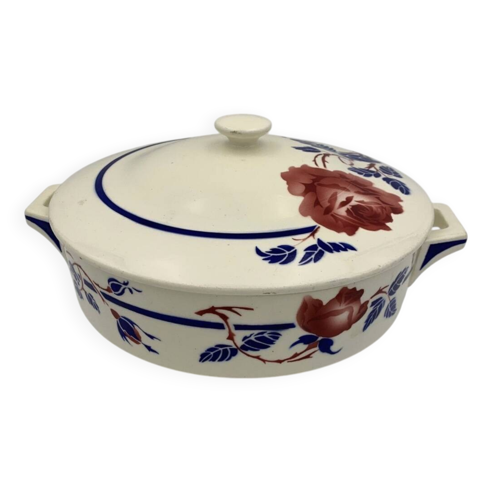 Antique French earthenware soup tureen K & G Lunéville, "Chantal" model