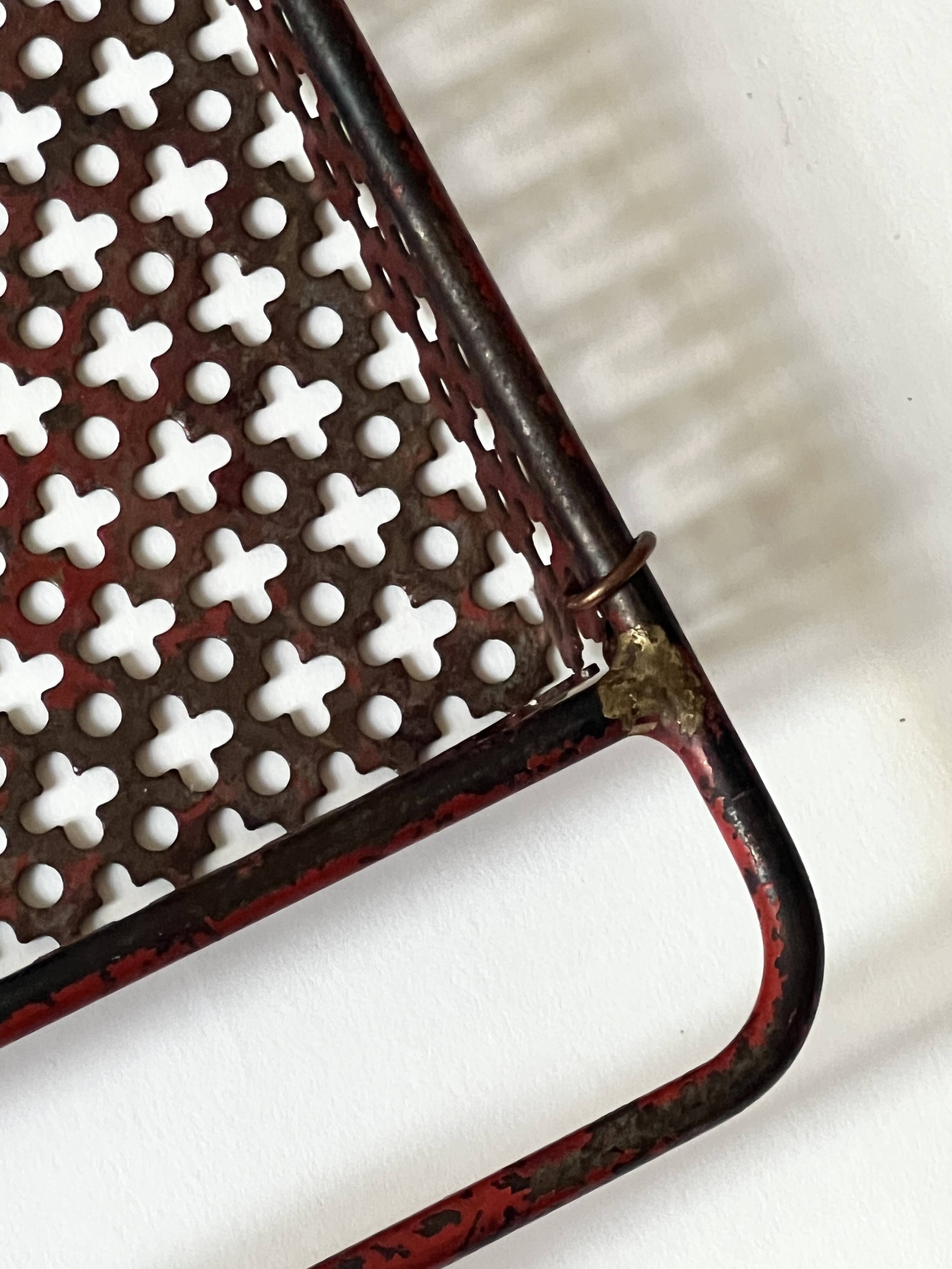 Perforated metal serving tray attributed to Mathieu Matégot, 1950s
