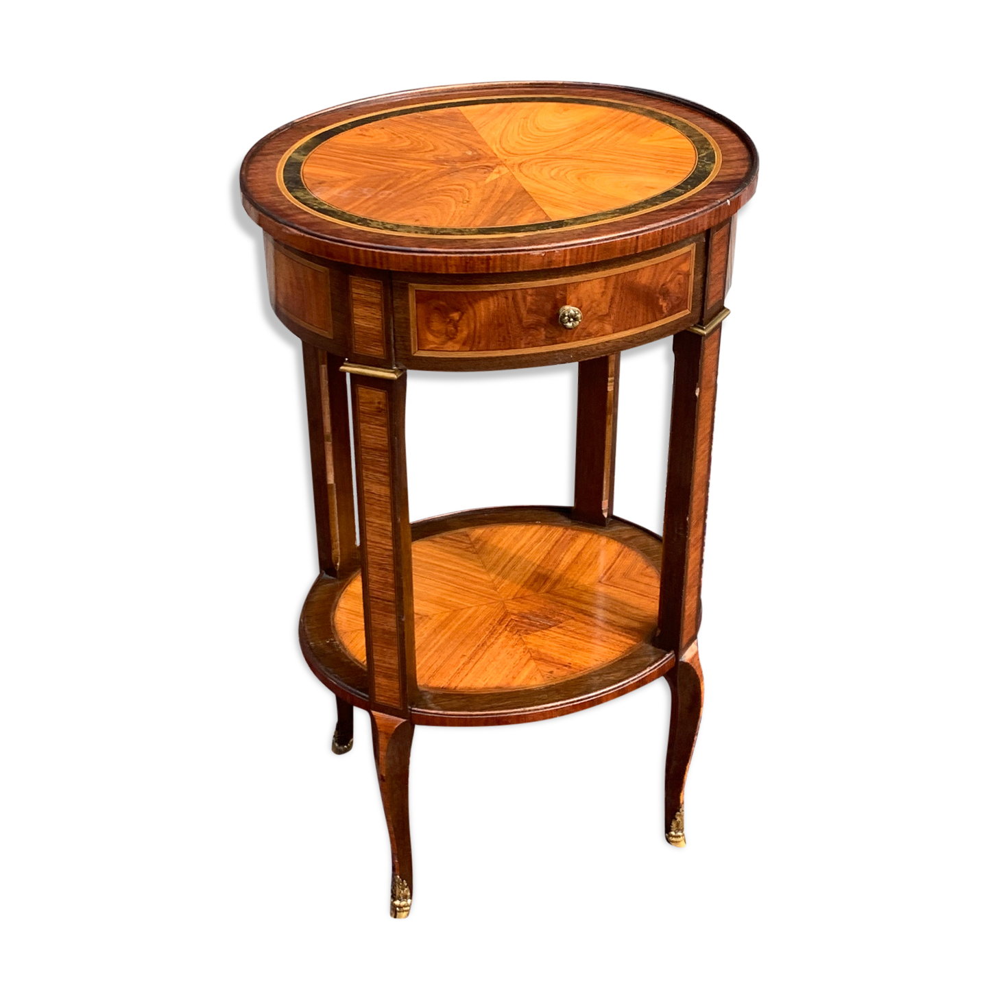 Salon Table In Marquetry Style Transition Period 19th