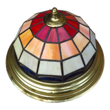 English leaded stained glass ceiling lamp in art-deco style