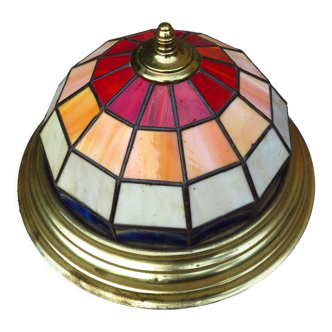 English ceiling lamp in lead stained glass art-deco style