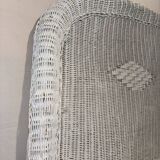 Vintage headboard in woven white rattan