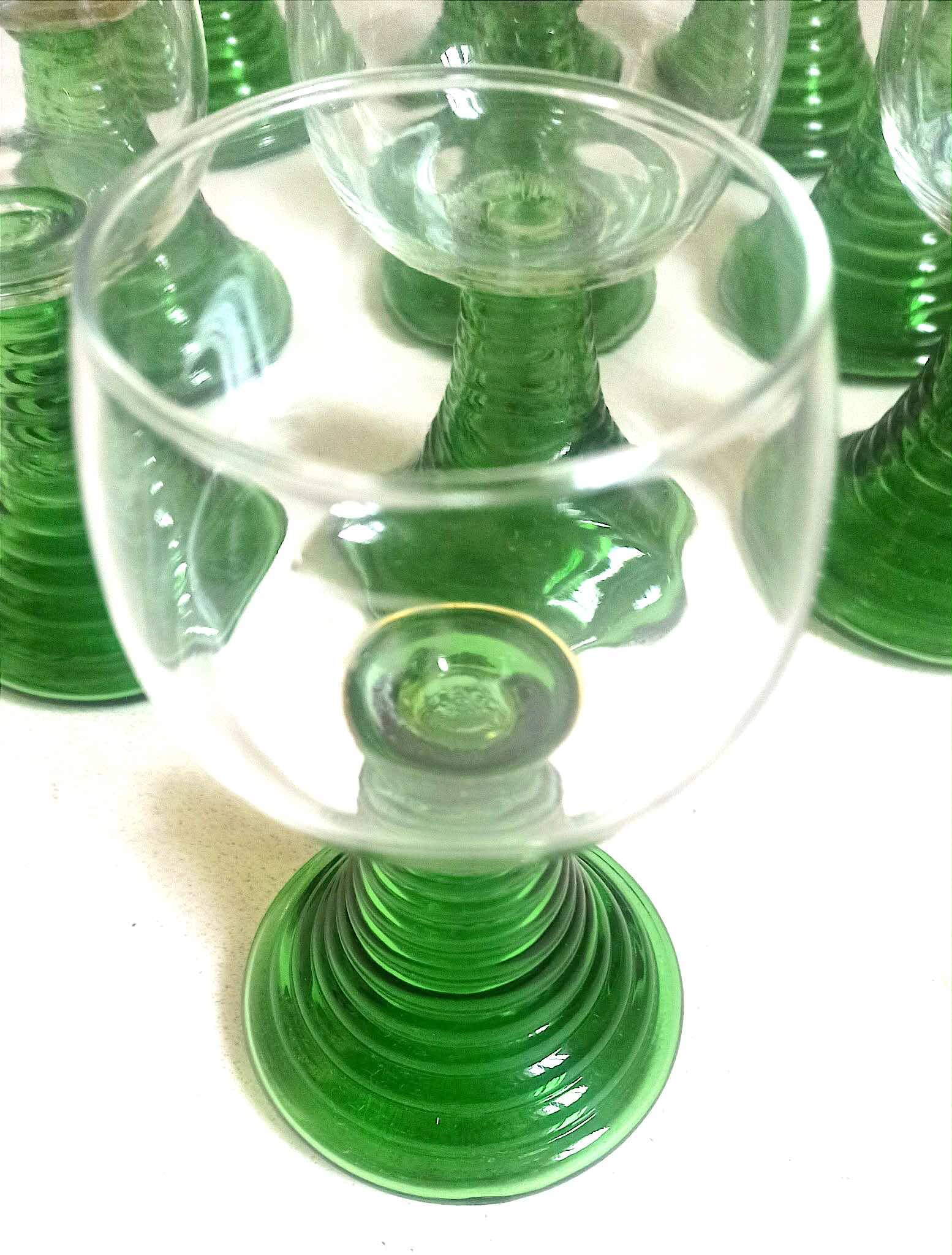 Set of 10 Alsatian Roemer glasses from the 1970s, height 16 cm.