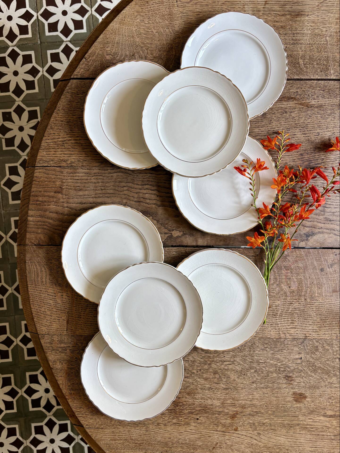 Set of 8 vintage dessert plates Moulin des Loups