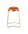 Contemporary kitchen bar stool in aged brass metal and tan leather.