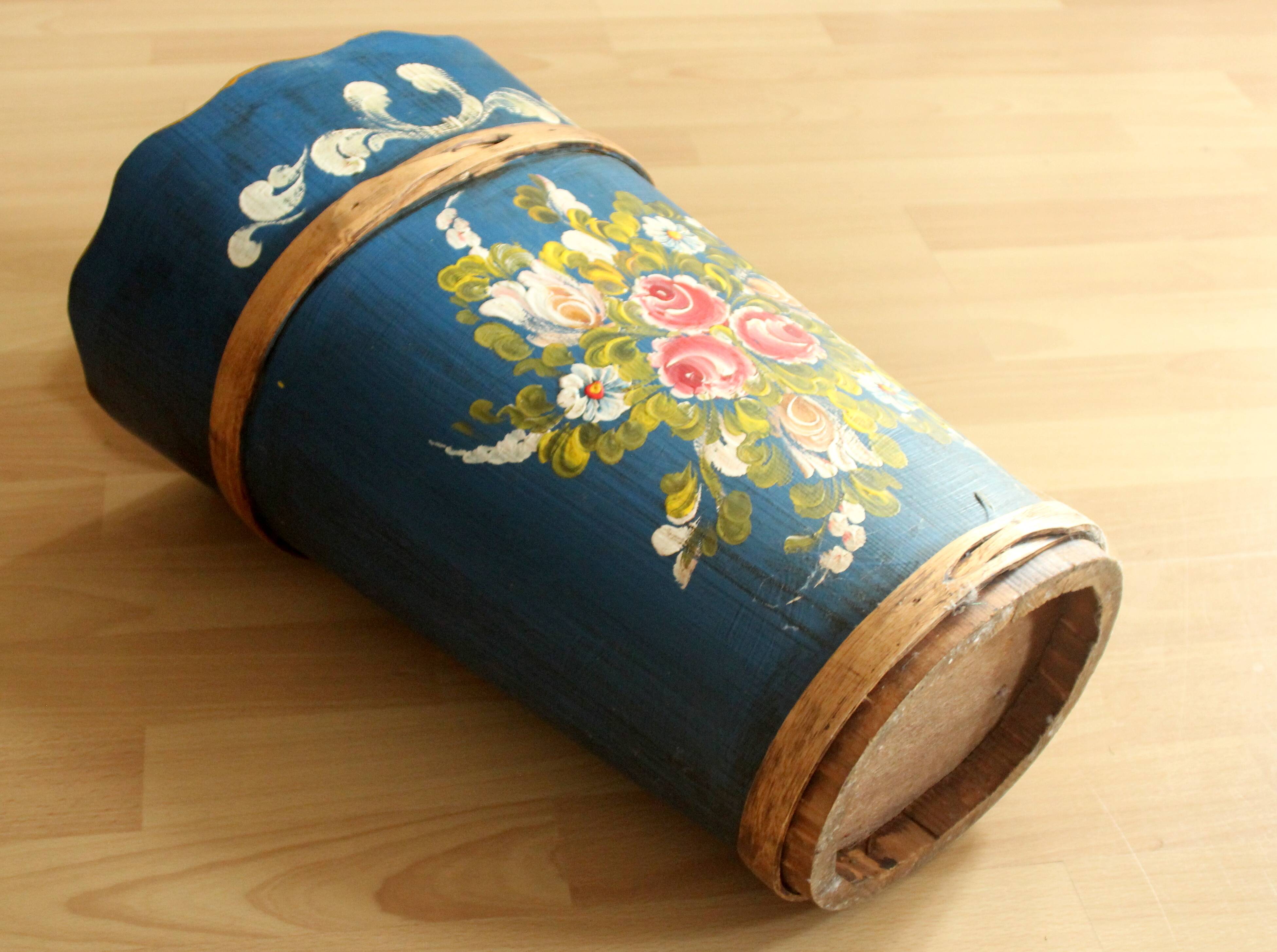 Handmade handpainted wooden umbrella stand - vintage