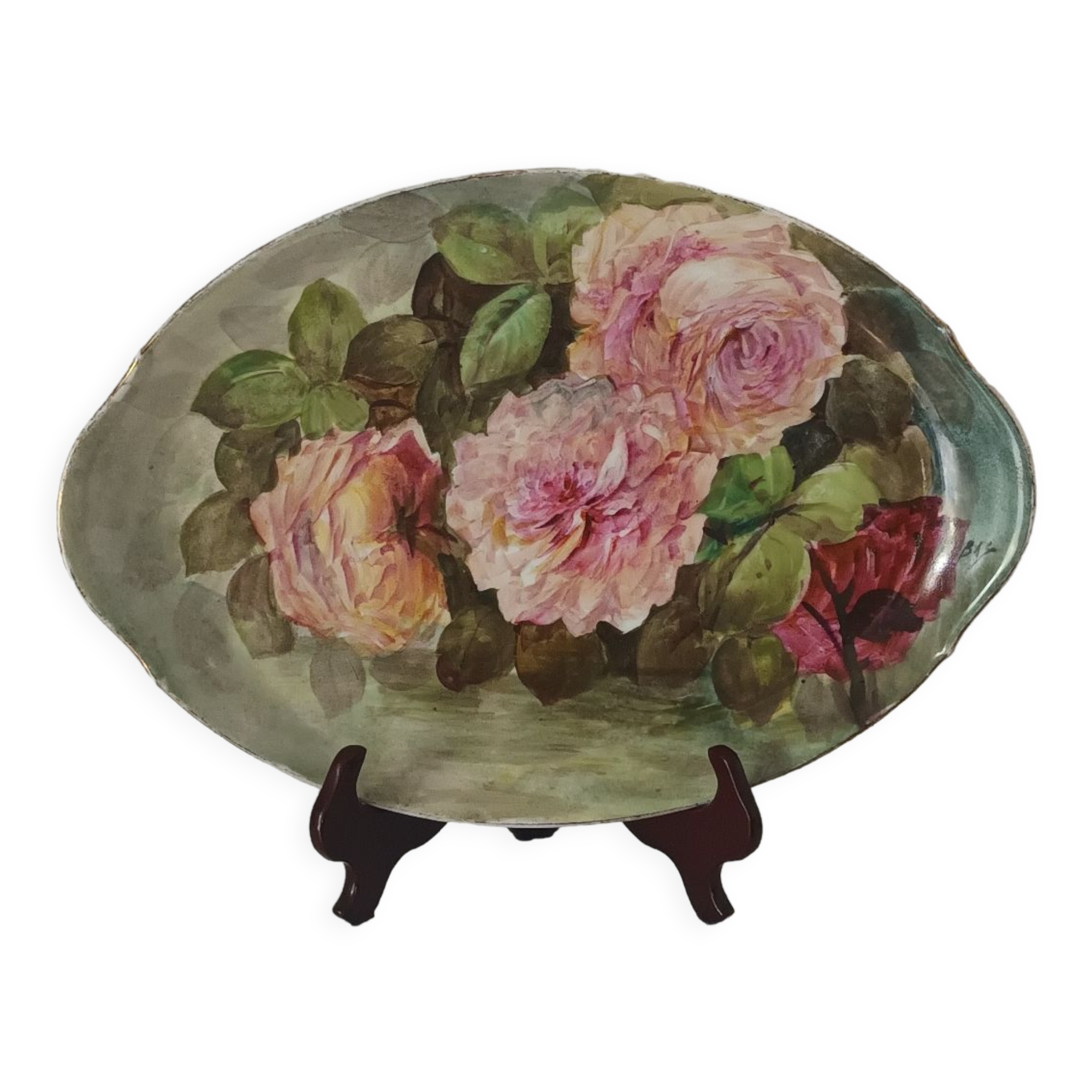 Decorative oval flat Limoges UC France