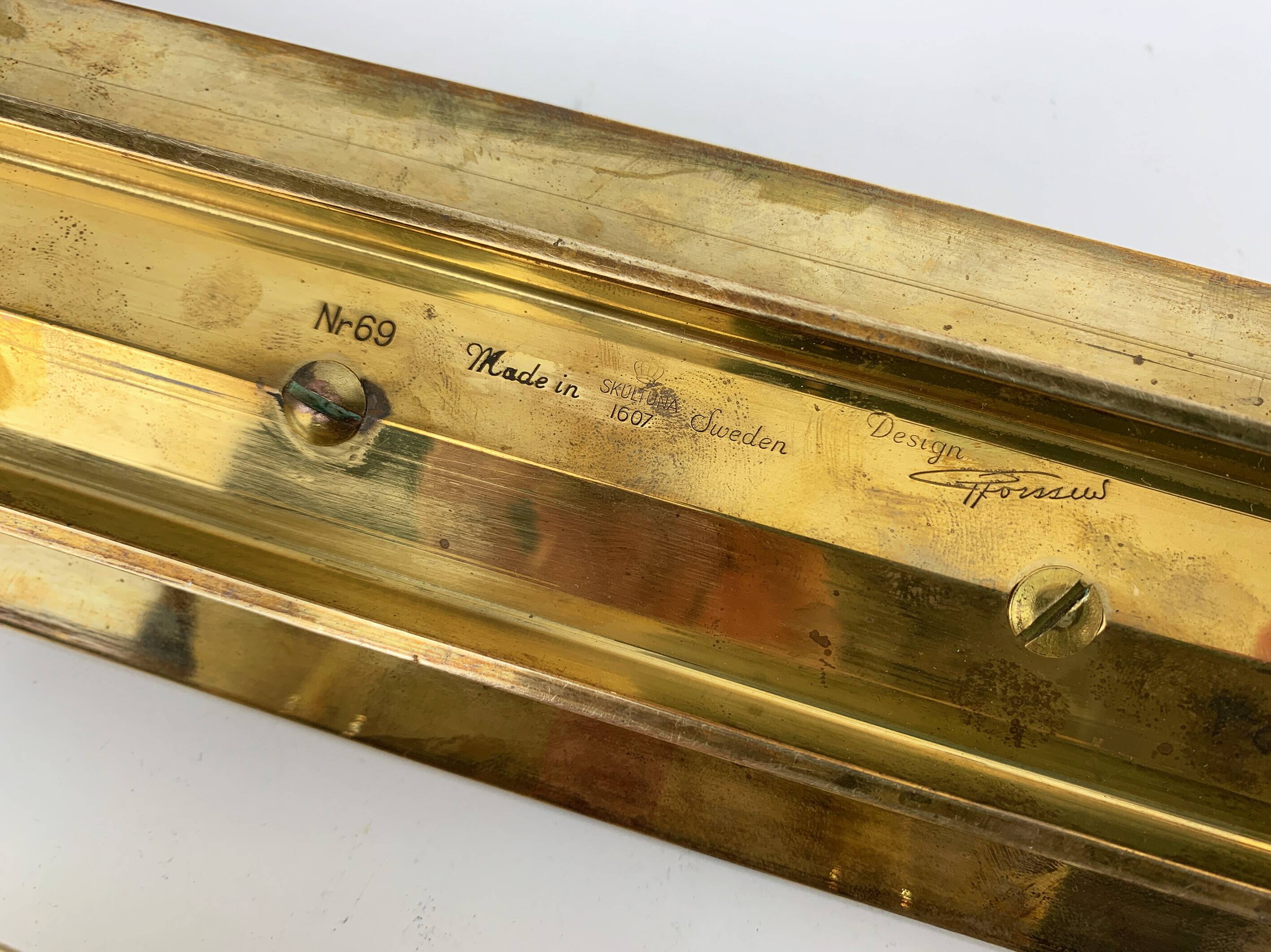 3 Scandinavian brass candlesticks, Pierre Forssell, Skultuna, Sweden, 1960s