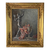 Henri duvoisin 1877-1959 oil on canvas still life empire frame, bacchus