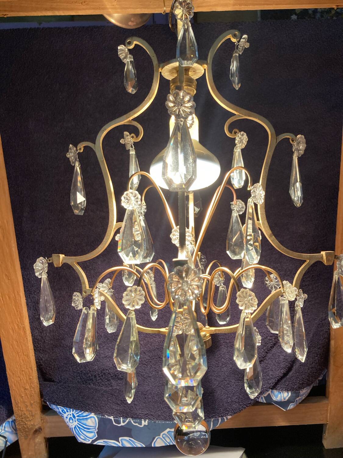 Chandelier with tassels and cage