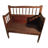 Beech baluster bench with drawer