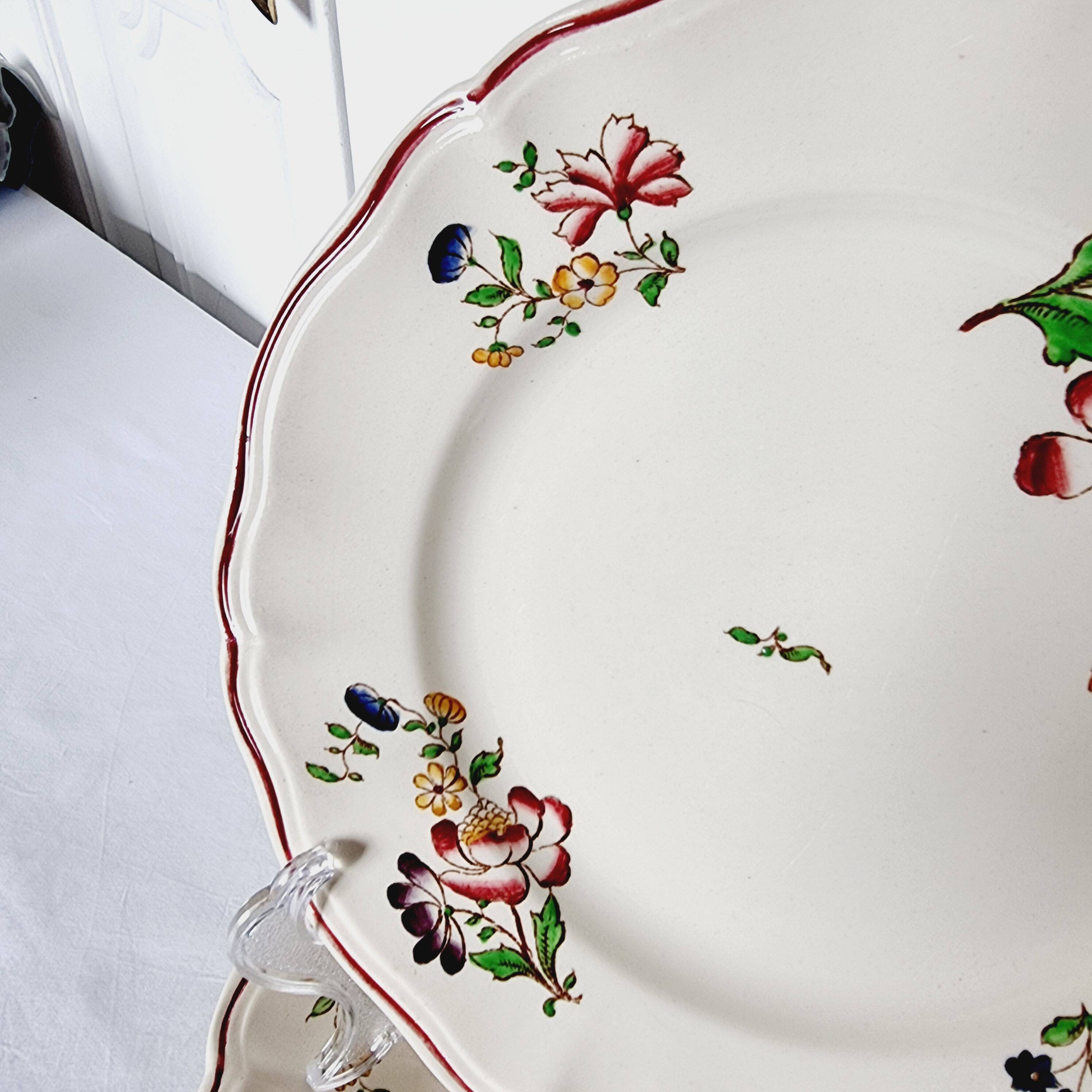 6 Terre de Fer Sarreguemines Flat Plates Rare Model from the Strasbourg Series