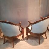 Pair of swan neck gondola armchairs